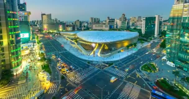 Widok Powietrza Dongdaemun Design Plaza Nocy Seul Korea Południowa Ddp — Wideo stockowe