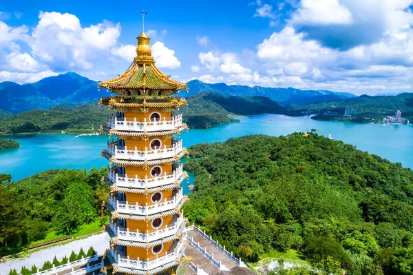 Красота Пагоды Сиен Нанту Тайвань Пагода Озеро Сунь Мун Нанту — стоковое фото