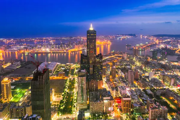 Panorama Der Stadt Kaohsiung Bei Nacht Taiwan — Stockfoto