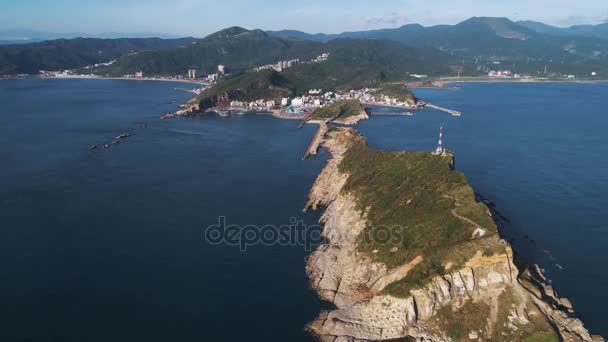 Aerial shot of Yehliu geopark, New Taipei — Stock Video