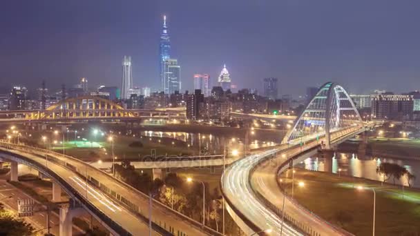 タイムラプスの台北市の夜の日から — ストック動画