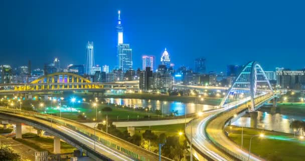 Timelapse Taipei City Dnia Noc — Wideo stockowe