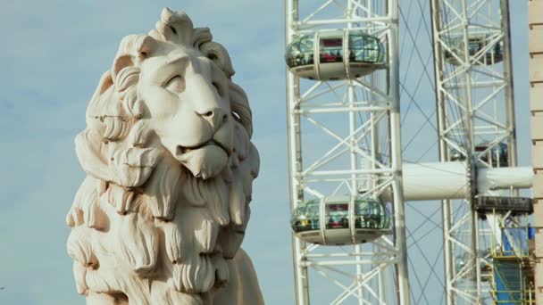 London Eye Και Big Ben Στην Αγγλία Πρώτο Πλάνο Του — Αρχείο Βίντεο