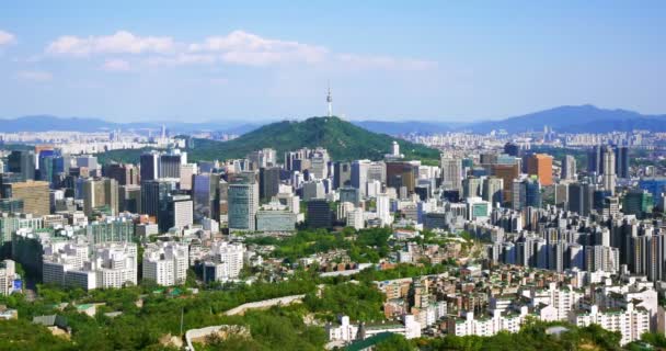 Luchtfoto Van Seoul Centrum Stadsgezicht Zuid Korea — Stockvideo