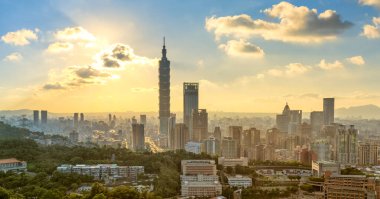 Taipei Hava Manzarası Alacakaranlıkta Taipei 101