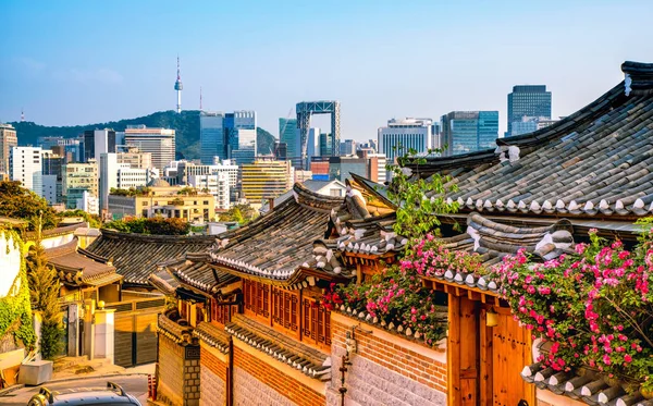 Arquitetura Tradicional Estilo Coreano Bukchon Hanok Village Seul Coreia Sul — Fotografia de Stock