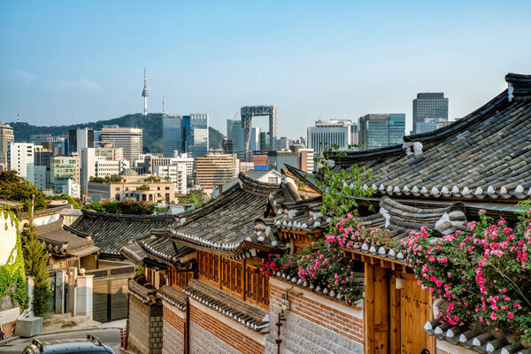 Bukchon Hanok Village in Seoul, South Korea 