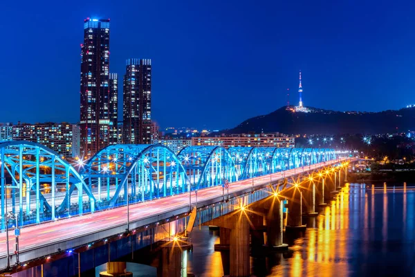 Seoul City Skyline Dongjak Bridge Han River Seoul South Korea — Stock Photo, Image