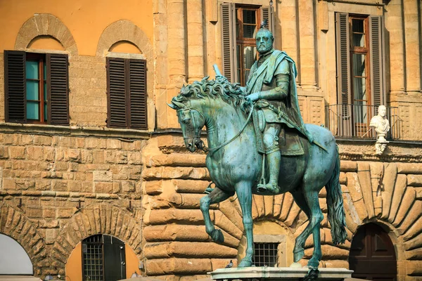 Cosimo Medici Nin Binicilik Heykeli Piazza Della Signoria Floransa Toskana — Stok fotoğraf