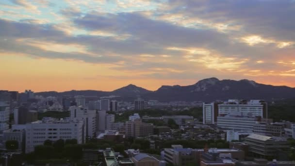 ソウル市街地の夕日 — ストック動画