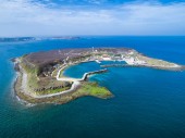 Luftaufnahme der tongpan-Insel, Wahrzeichen der Penghu-Inseln, berühmte Landschaft in Taiwan