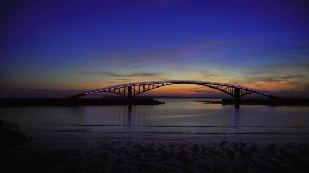 Vue Aérienne Coucher Soleil Sur Pont Rainbow Pont Est Officiellement — Video