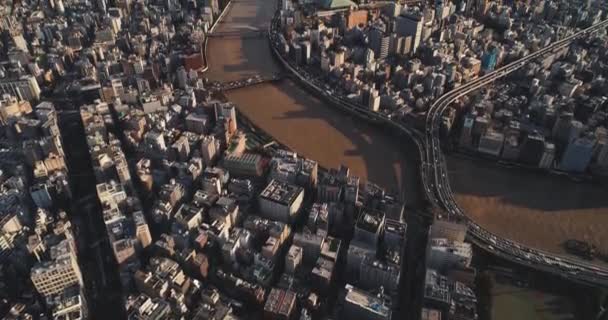 Volando Sobre Tokio Tokio Paisaje Urbano Japón — Vídeo de stock