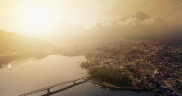 Alvorada Aérea Monte Fuji Com Mar Nuvens Fujiyoshida Parque Nacional — Vídeo de Stock