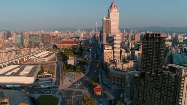 Drónkilátás Taipei Főállomására — Stock videók