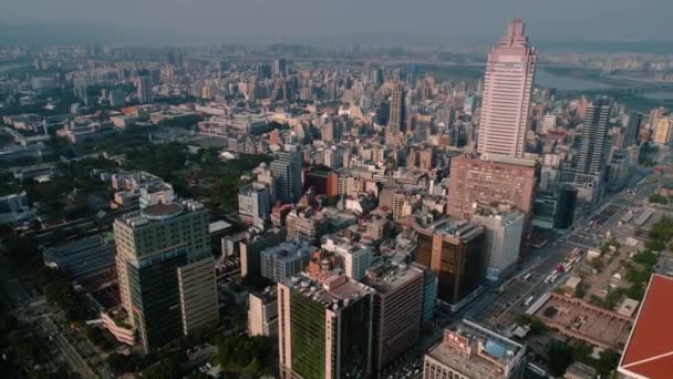 Беспилотный Вид Главной Станции Тайбэя Тайване — стоковое видео