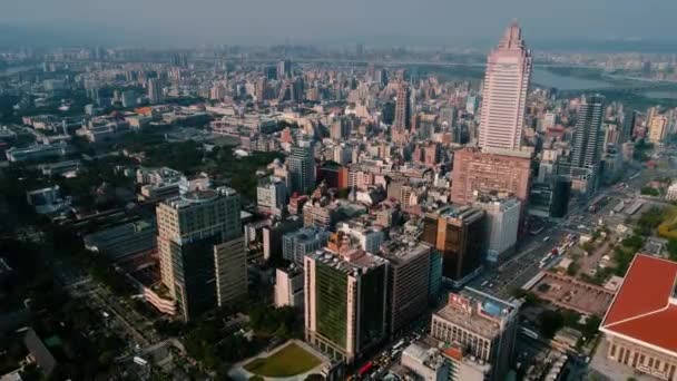 Drohnen Ansicht Des Hauptbahnhofs Von Taipeh Taiwan — Stockvideo