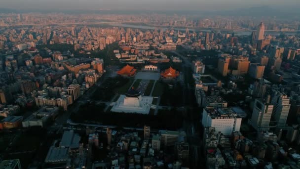 Vista Aérea Del Salón Conmemorativo Chiang Kai Shek — Vídeo de stock