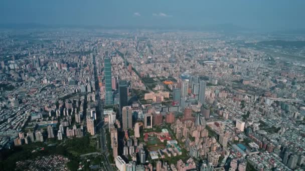 Nascer Sol Tiro Aéreo Cidade Taipei Taiwan — Vídeo de Stock
