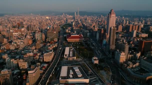 Беспилотный Вид Главной Станции Тайбэя Тайване — стоковое видео