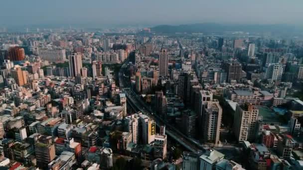 Scatto Aereo All Alba Della Città Taipei Taiwan — Video Stock