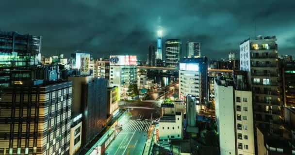 Timelapse Ponte Azuma Tóquio Skytree Com Salão Cerveja Asahi Distrito — Vídeo de Stock