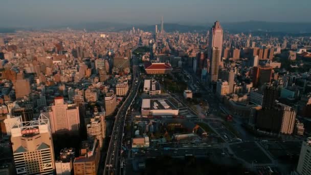 Drohnen Blick Auf Den Hauptbahnhof Von Taipeh — Stockvideo