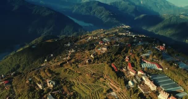 Tayvan Daki Dağların Içindeki Cingjing Havadan Görünüşü — Stok video