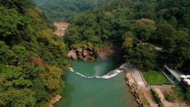 Drone Uitzicht Shifen Waterval Taiwan — Stockvideo