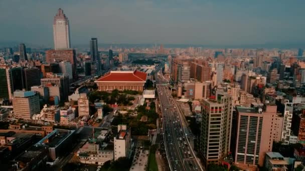 Pemandangan Udara Dari Stasiun Utama Taipei Kereta Api Dan Stasiun — Stok Video
