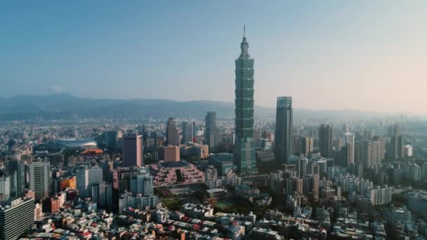 Panorama Aéreo Sobre Centro Taipei — Vídeos de Stock