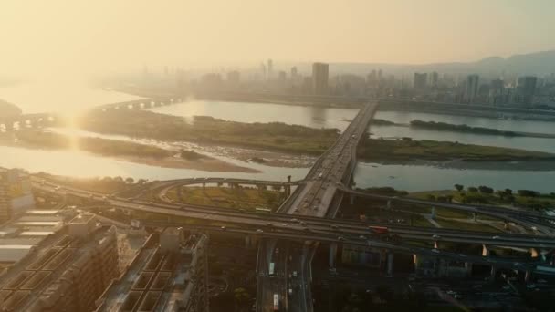 Luftaufnahme Der Überquerung Der Autobahn Taipeh Taiwan — Stockvideo