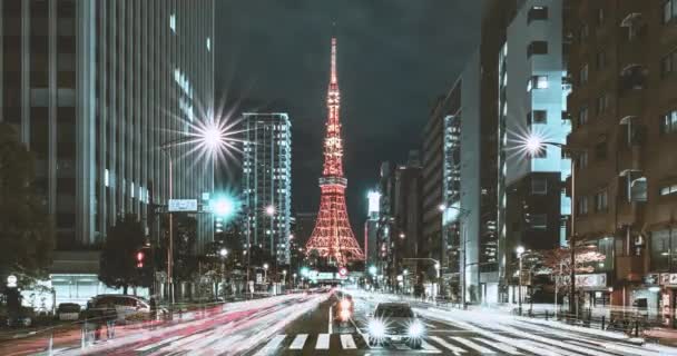 Cityscape Tokyo Central Νύχτα Ιαπωνία — Αρχείο Βίντεο