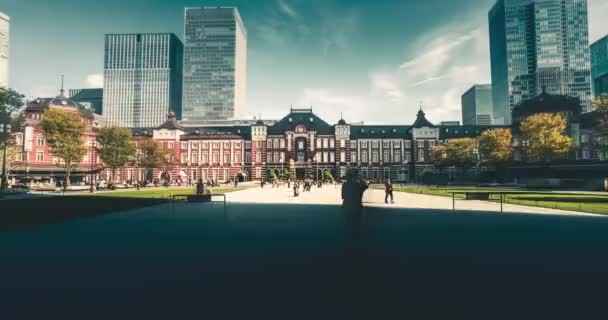 Timelapse Estação Tóquio Com Jogos Olímpicos Parar Assistir Direita Tóquio — Vídeo de Stock