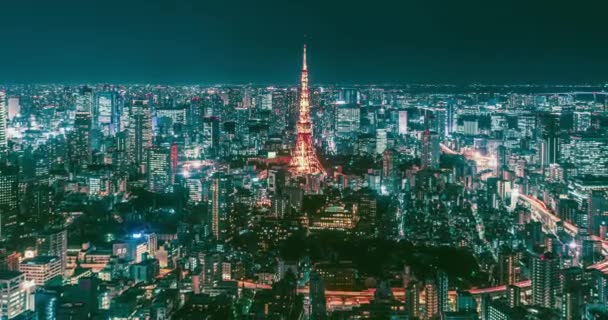 Paesaggio Urbano Tokyo Centrale Notte Giappone — Video Stock