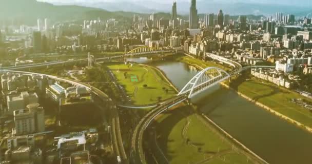 Hyperlapse Busy Taipei Bridge Working Hours — Stock Video
