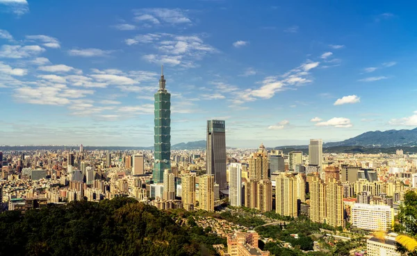 Panoramisch Stadsgezicht Van Taipei Skyline — Stockfoto