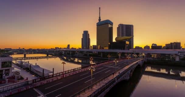 日本东京Asakusa交叉口的日出 — 图库视频影像