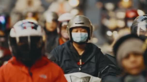 Dichter Morgendlicher Motorradverkehr Taipeh — Stockvideo