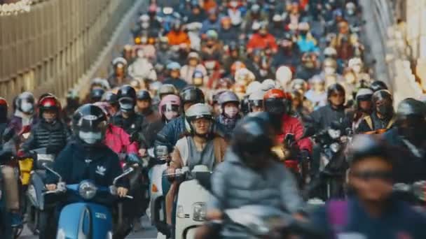Zware Ochtend Motorverkeer Taipei — Stockvideo