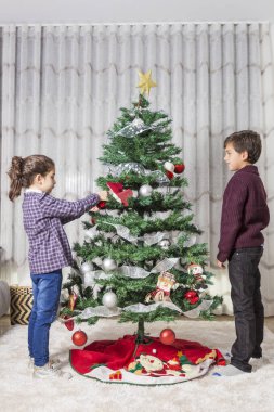 İki kardeş Noel ağacı süsleme