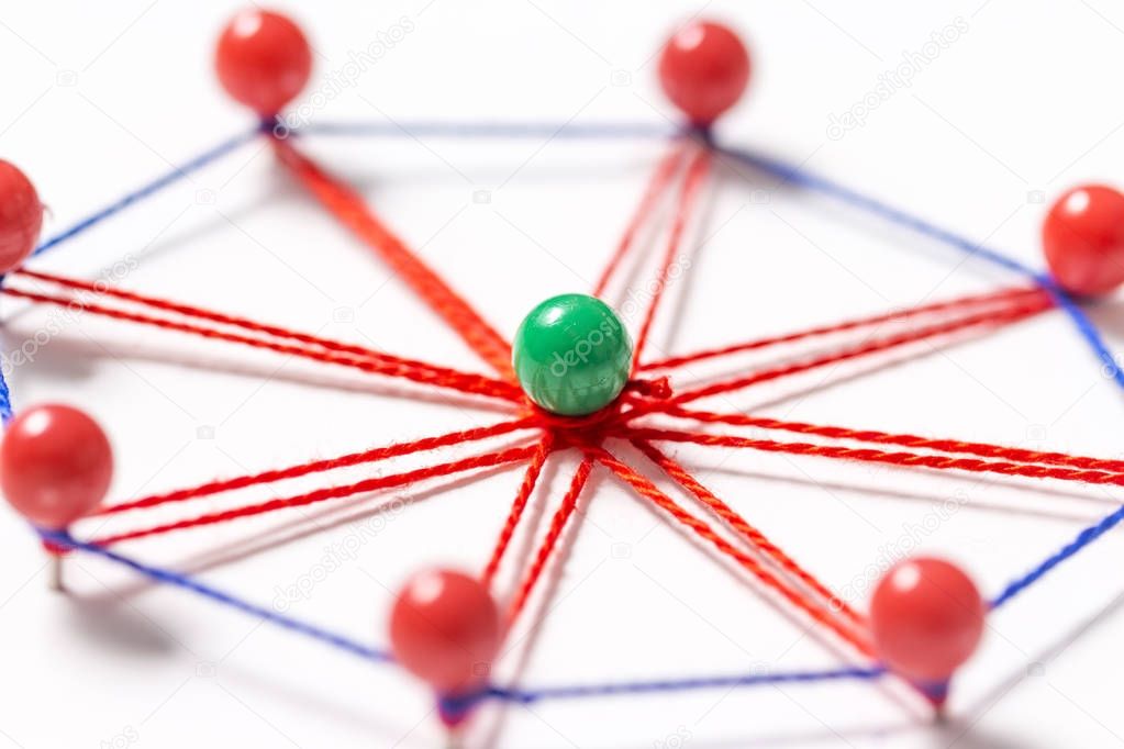 Pushpins creating a network