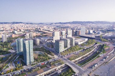 Barcelona'da iş alanı. Çapraz Mar. havadan görünümü