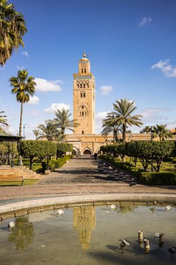 Koutoubia Mosque minaret located at medina quarter of Marrakesh,