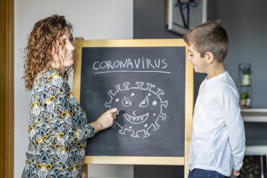 Anne oğluna Coronavirus 'un ne olduğunu anlatıyor.