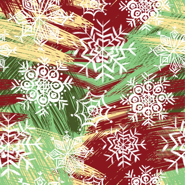 Muster mit handgezeichneten Schneeflocken — Stockvektor