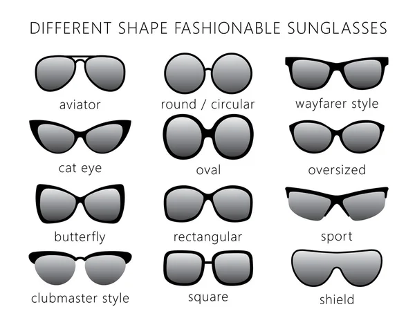 Al types of sunglasses. — Stock Vector