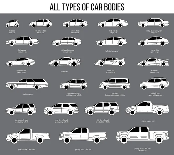 Types of car bodies — Stock Vector
