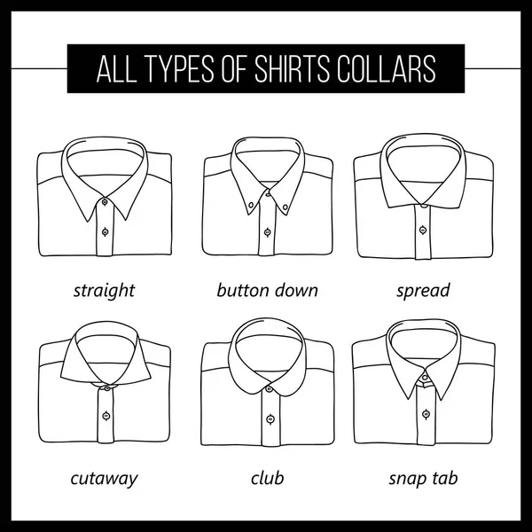 Tipos de cuello de camisa — Vector de stock