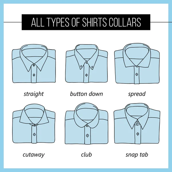 Tipos de cuello de camisa — Vector de stock